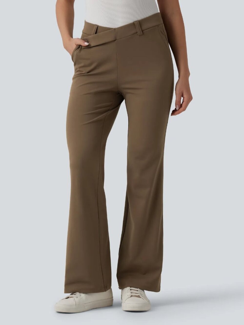 Halara Stretch Asymmetric Mid Rise Work Pants